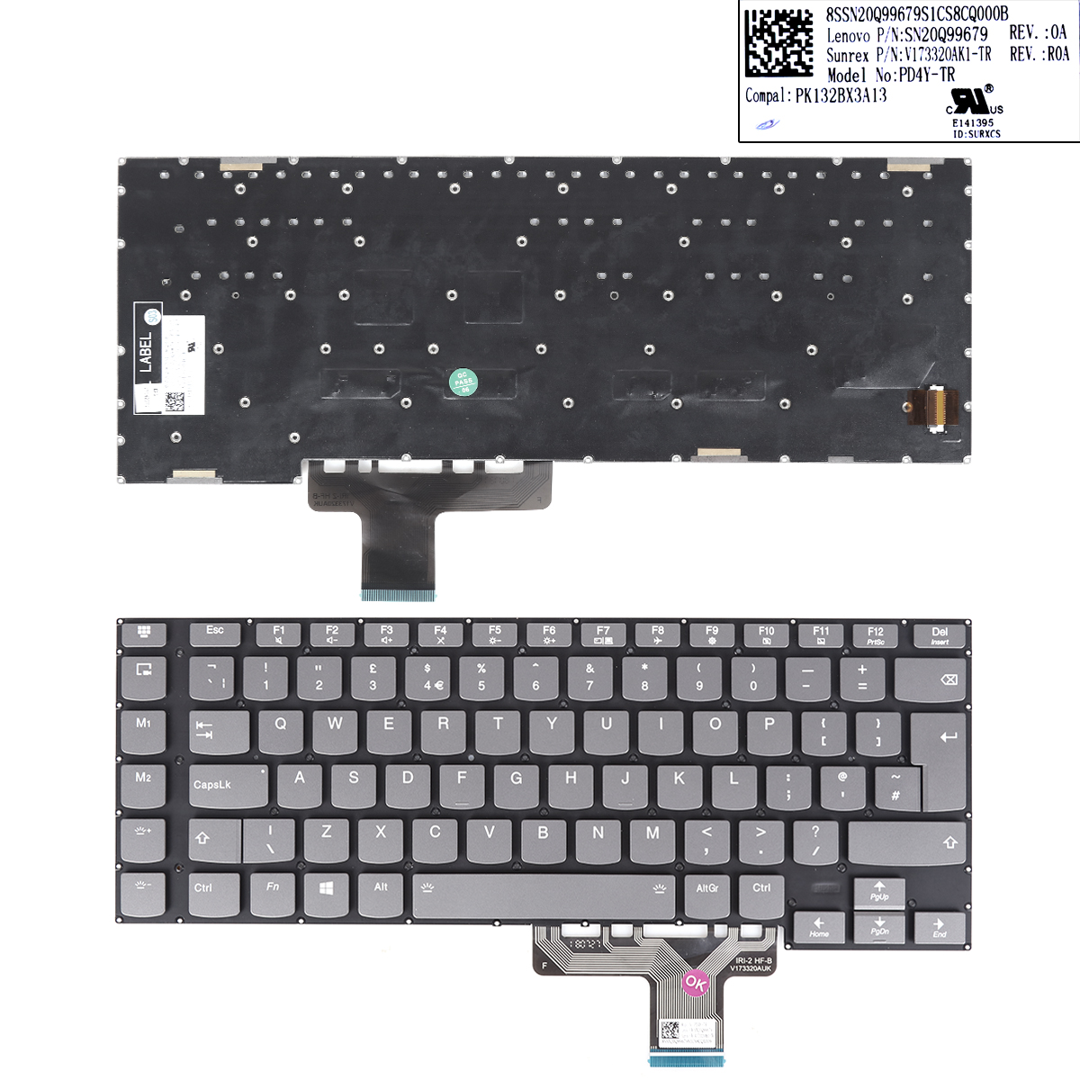 Picture of New Replacement Laptop Keyboard For Legion y730-15ich y740-15irh y740 -15 irhg   (GRAY,  Without FRAME,Backlit, WIN8) Uk Layout